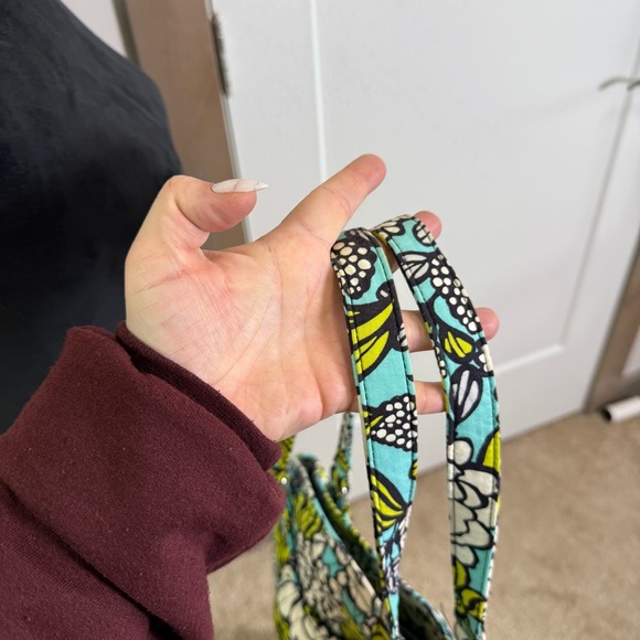 Vera Bradley Island Blooms Shoulder Bag Purse Green Blue Floral Purse Quilted - Picture 3 of 6